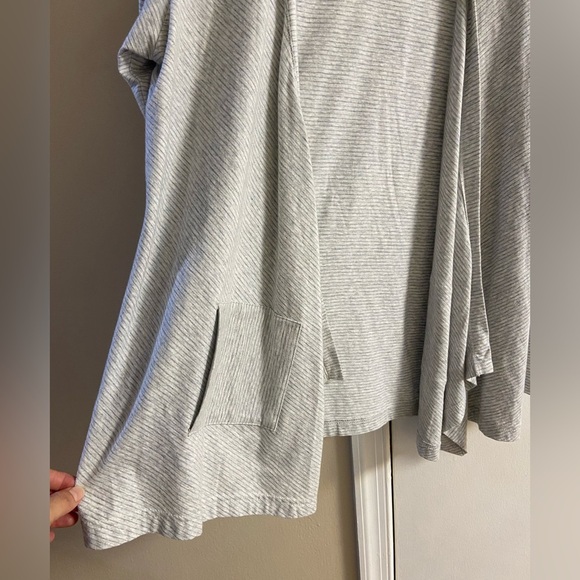 J Jill Pure Jill cascading cardigan  striped heather grey pima cotton XS/S - Picture 4 of 8